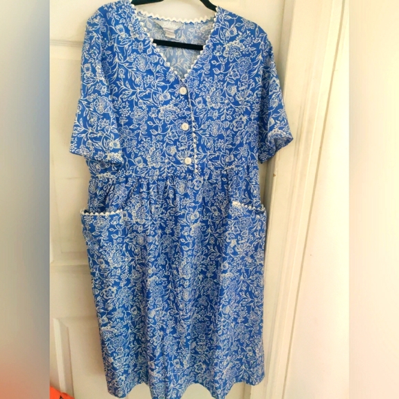 Blair Dresses Vtg Blair Mumu House Dress Sz L Floral Blue House